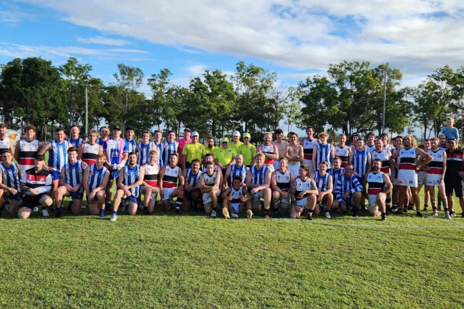 Brothers Bulldogs & Rockhampton Brothers join together for a group photo after their pre-season hit out on Saturday, March 9.